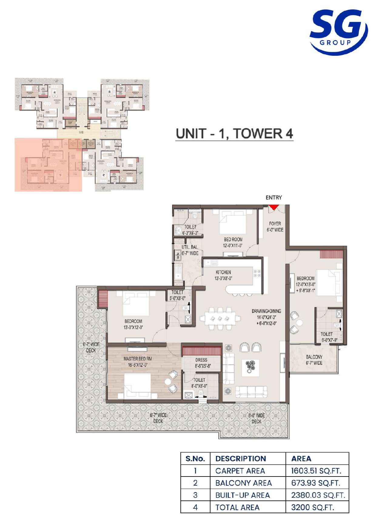 SG Nakshatra 4 BHK Floor Plan 3200 Sq Ft Tower 4 Unit 1